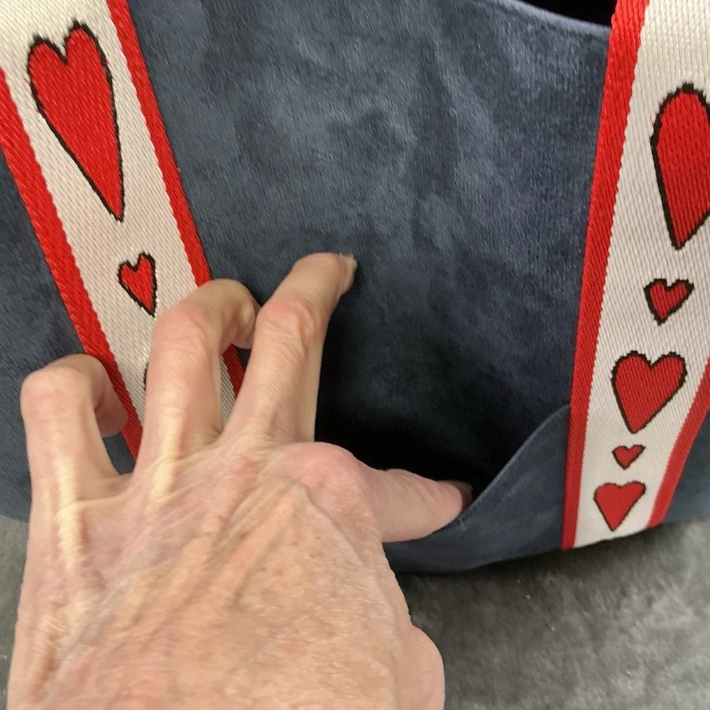 Brighton Women's Gorgeous Navy Love Heart Tote Bag Double Handles NWOT